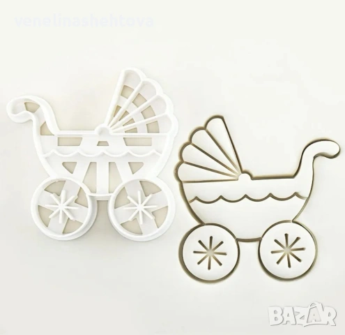Бебешка количка пластмасов резец тесто бисквитки фондан декорация торта мъфини 