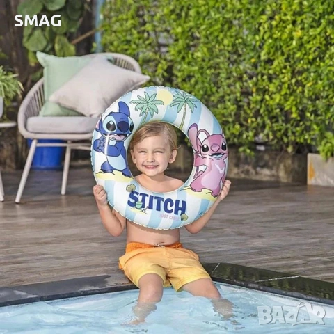 Детски пояс за плуване Stitch син бял 56 см_1261370, снимка 2 - Надуваеми играчки - 54439383