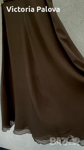 Луксозна двойна копринена пола от 100% естествена коприна - Dark Chocolate, снимка 6 - Поли - 55409027