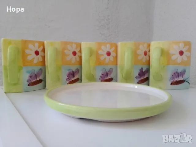 Уникален ,керамичен сервиз-пъзел с пеперуди (6 части), снимка 4 - Сервизи - 55694229