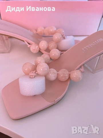 Розови сандали с нисък ток от еко кожа, снимка 2 - Сандали - 54053429