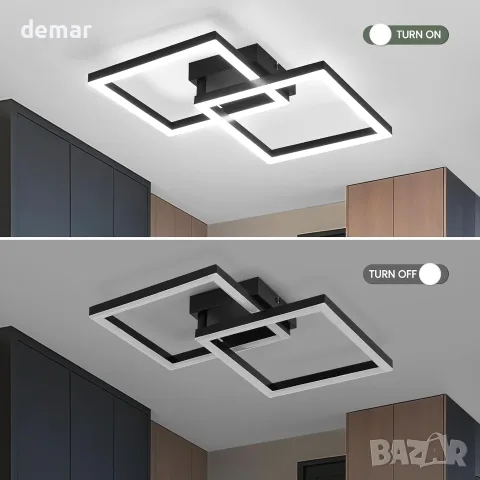LED лампа за таван 22 W 47 см 6500 K, черна геометрична визия, висок CRI (90+), снимка 5 - Лампи за таван - 55516326