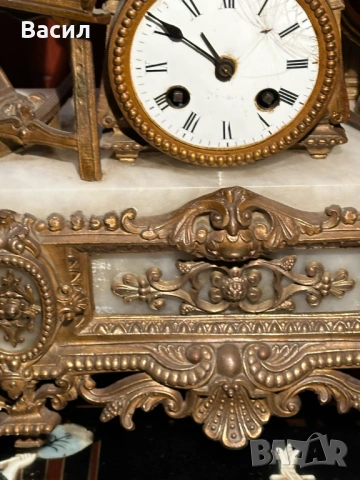 Каминен часовник мрамор , снимка 6 - Антикварни и старинни предмети - 54246773