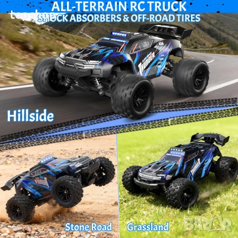 Чисто нова бърза RC Количка с Дистанционно 1:18 40км/ч BAZADER 4WD – Цвят: Син  , снимка 3 - Коли, камиони, мотори, писти - 54786733
