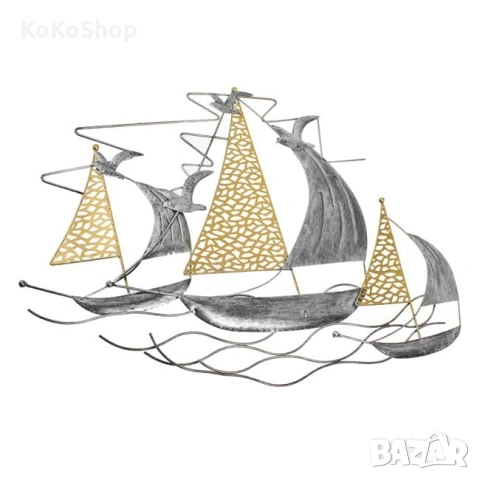 Пано Кораб - метално, морска декорация, снимка 2 - Пана - 54323399