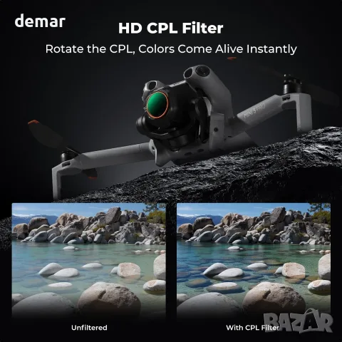 Филтри K&F CONCEPT CPL, ND4/PL, ND8/PL, ND16/PL, ND32/PL, ND64/PL, съвместими с DJI Mini 5 Pro, снимка 4 - Обективи и филтри - 55506475