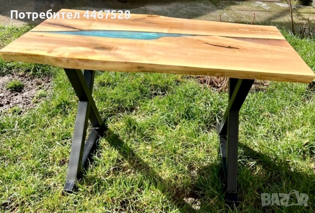 Масивна маса от орех и смола , снимка 3 - Маси - 54194938