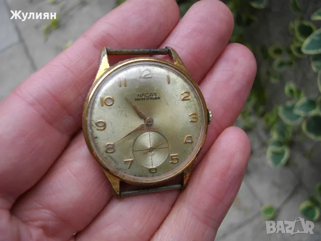 КОЛЕКЦИОНЕРСКИ ПОЗЛАТЕН ЧАСОВНИК NACAR 17 JEWELS SWISS, снимка 2 - Антикварни и старинни предмети - 55429402