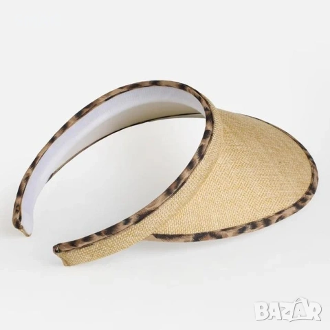 Дамска отворена шапка тип visor екрю с animal print_1261249, снимка 3 - Шапки - 54884051
