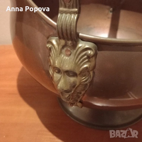 Английска медна кофа за въглища, снимка 3 - Антикварни и старинни предмети - 54802456