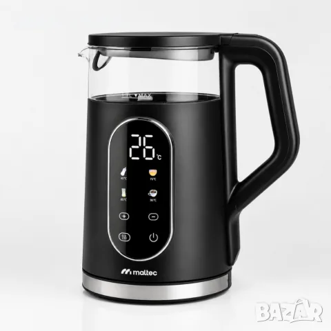Електрическа кана 2200W с регулиране на температурата 40–100°C, 1.7L, LED дисплей и функция Keep War
