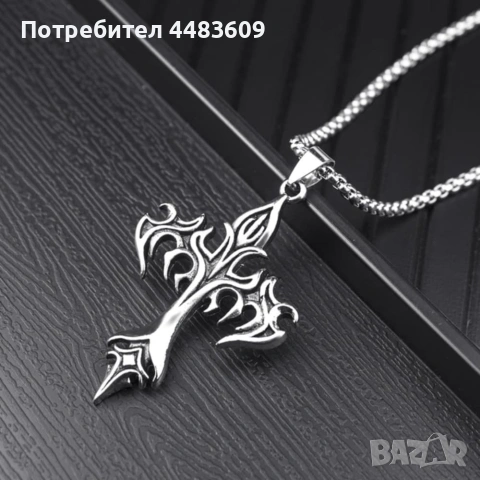 Колие Пламтящ Кръст, снимка 3 - Колиета, медальони, синджири - 54370181