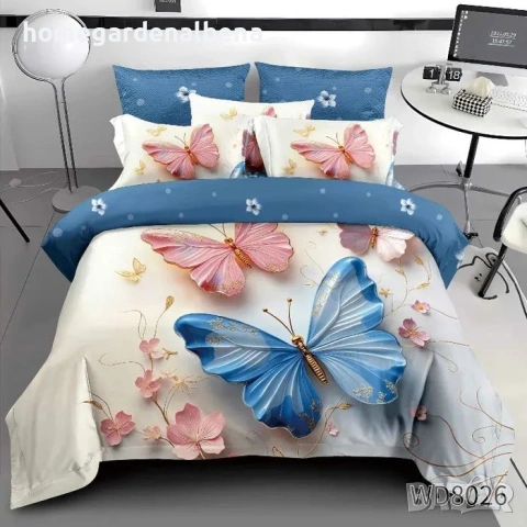 Флорален спален комплект с ластик 100% памук 200x230 / 180x200, снимка 13 - Спално бельо - 54094912