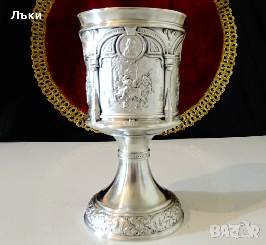 Калаен бокал за вино с картини на Дюрер. , снимка 3 - Антикварни и старинни предмети - 55210862
