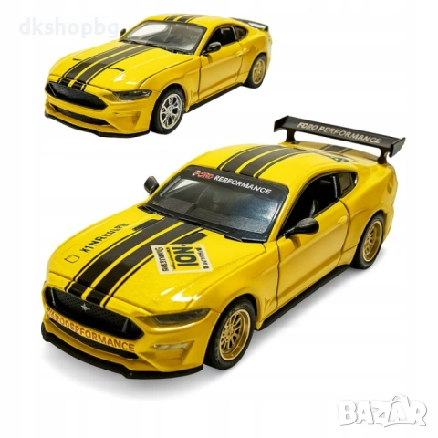  4745 Метален Ford Mustang GT 1:42 – Жълт Колекционерски Модел с Тунинг Комплект