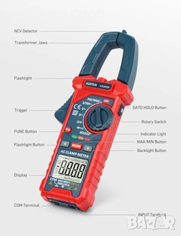 AstroAI клещи мултицет Auto Range NCV 2000 counts, снимка 8 - Клещи - 54440118