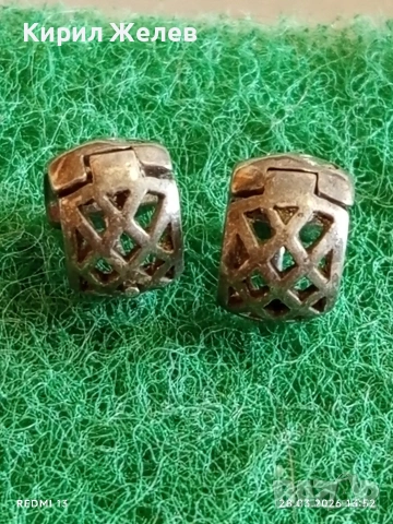 Винтидж сребърни обеци с инкростация на кристали 54177, снимка 5 - Обеци - 54006030