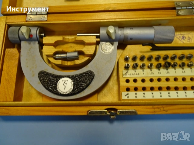 Резбомерен микрометър DDR Suhl Thread Мicrometer 25-50mm, снимка 3 - Други инструменти - 54916117