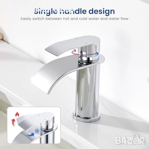 Нов Модерен смесител за баня Waterfall хром G1/2 маркучи Кран чешма мивка, снимка 4 - Други стоки за дома - 54636720