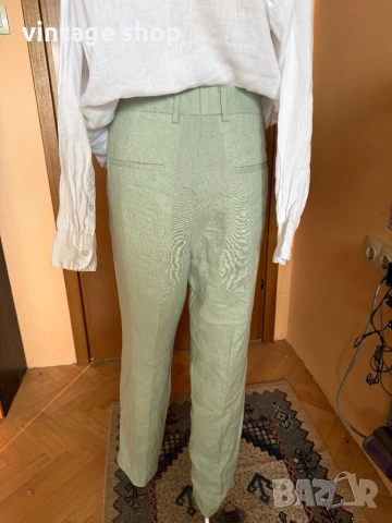 Мъжки ленен панталон H&M в ментовозелен цвят, размер 48, снимка 7 - Панталони - 54671934