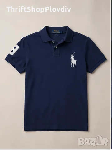 Оригинална мъжка тениска Polo Ralph Lauren – Slim Fit – Тъмносиня 