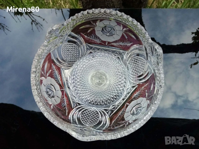 * Anna Hütte * - винтидж кристална купа, снимка 6 - Антикварни и старинни предмети - 54239733