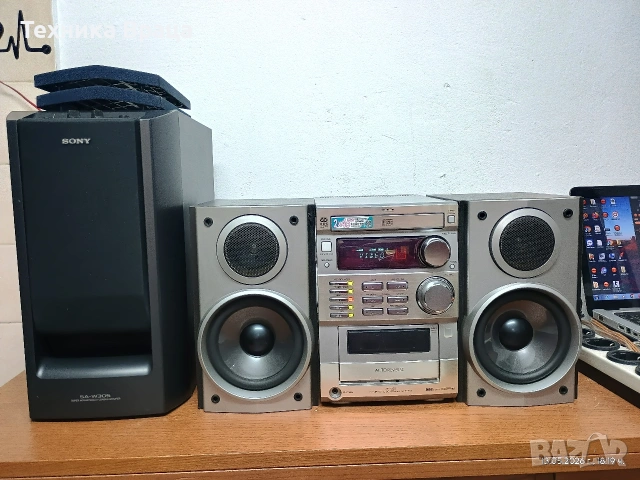 Аудио система AIWA + активен буфер SONY. Супер звук. Изпращам видео. 