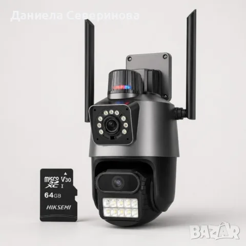 Двойна Smart WiFi безжична IP 6MPX камера 15108 + Подарък Карта памет HIKSEMI NEO 64GB 24369, снимка 6 - IP камери - 55608286