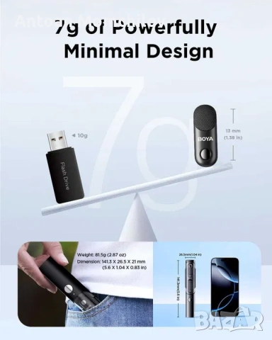 Безжичен микрофон BOYA Magic-02 4в1 комплект, снимка 7 - Микрофони - 54824200