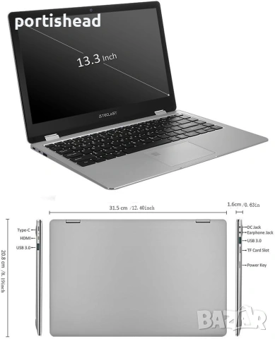 Лаптоп / Ултрабок Teclast F6 Pro 13.3" Full HD Touch 360° Flip Laptop,Intel Dual Core,8GB DDR3,128GB, снимка 2 - Лаптопи за дома - 54981802