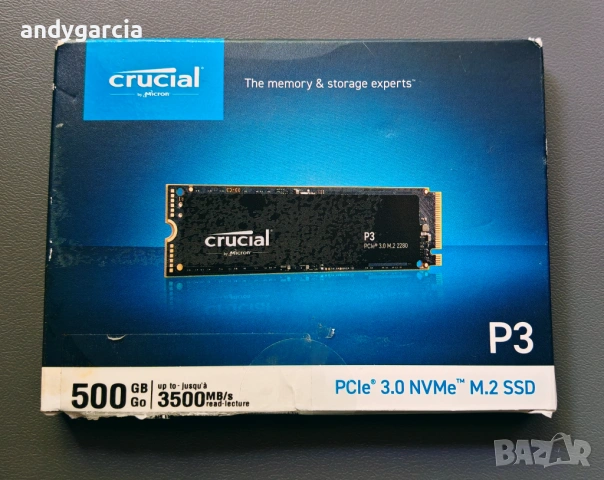 500GB Crucial P3 Gen4 PCIe NVMe SSD скрост четене/запис 3500 и 3200 mb/sec ЧИСТО НОВ ДИСК disk, снимка 3 - Твърди дискове - 54626690