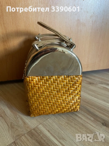 Сламено куфарче, метален капак и кожа, снимка 2 - Чанти - 54132118