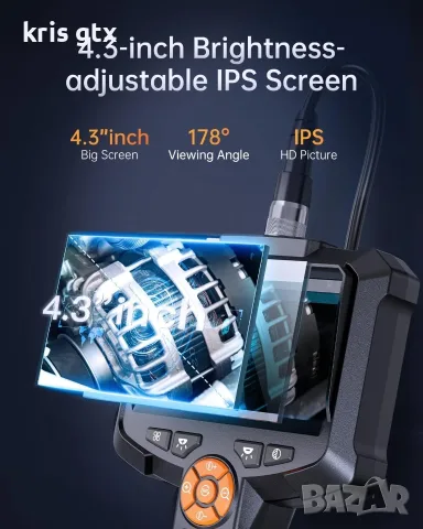 Индустриална ендоскопска камера 8mm дължина 15m IP67 4.3in Screen 8 LEDs Waterproof, снимка 12 - Аксесоари и консумативи - 55480320