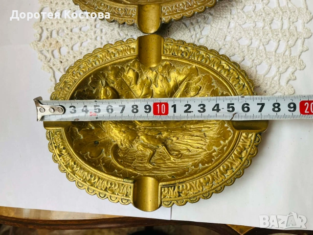 Красив месингов пепелник от Англия с птица, снимка 4 - Антикварни и старинни предмети - 54695041