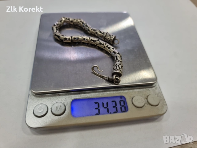 Сребърна гривна с византийска плетка, снимка 13 - Гривни - 54345456