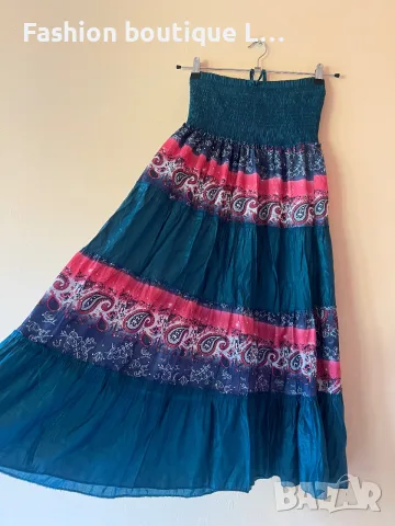 2.5 евро ефирна рокля в тъмно тюркоазен цвят с ластик на бюста 👗, снимка 2 - Рокли - 55365216
