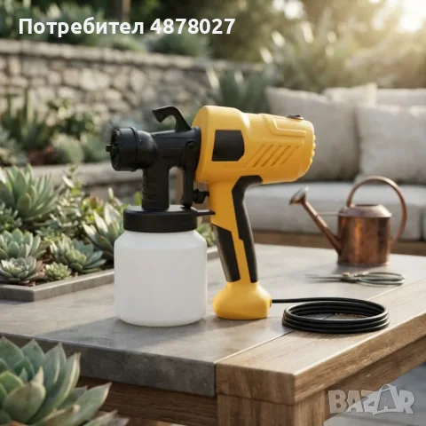 Електрически пистолет за боядисване 400W с резервоар 800 мл – Регулируемо пръскане за стени, мебели,, снимка 2 - Бои, лакове, мазилки - 55546239