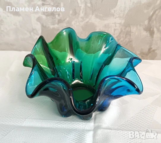 Купа/фруктиера от цветно арт стълло Мурано/ Мurano Art Glass. , снимка 7 - Вази - 54814118