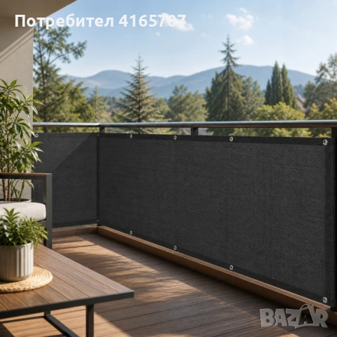 Покривало за балкон и тераса, 1.2х5 м, HDPE 180 г/м², 95% UV защита, Тъмно сиво, снимка 4 - Други стоки за дома - 54476547
