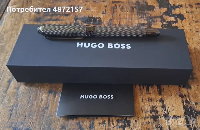писалка HUGO BOSS Gun метал с модернизирани шарки на рибена кост, снимка 3 - Ученически пособия, канцеларски материали - 55577834