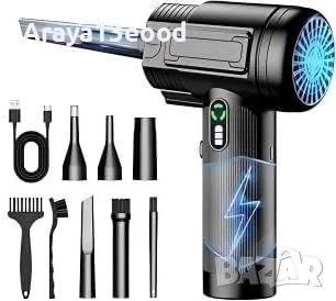 RADCLO Компресор за въздух и преносим вентилатор 100 000 RPM – акумулаторен, 3 скорости, LED