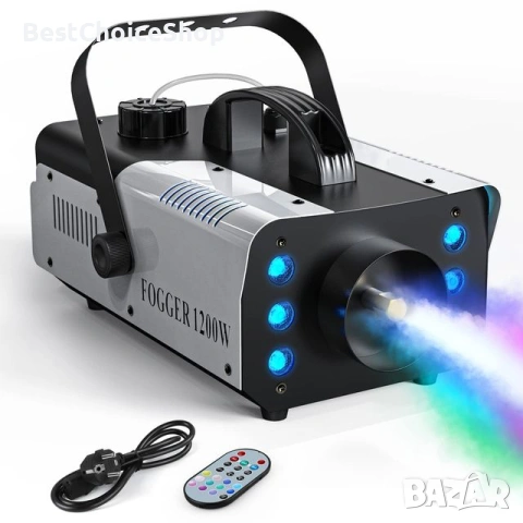 Два броя UKing 1200W машини за дим с 6 RGB LED светлини, дистанционно управление за партита и събити