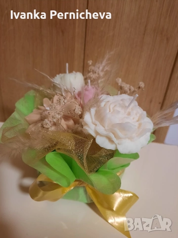 Букет от соеви свещи , снимка 9 - Изкуствени цветя - 54115302