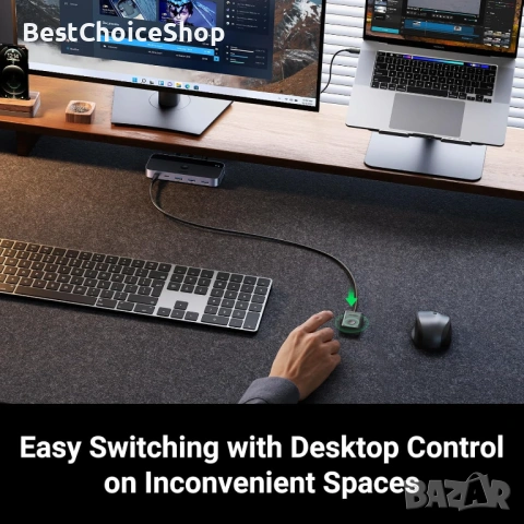 UGREEN USB 3.0 Switch 2PC Споделете USB-C и USB-A Устройства 2 в 4 Изхода + Контролер за РаботенПлот, снимка 13 - Кабели и адаптери - 54221061