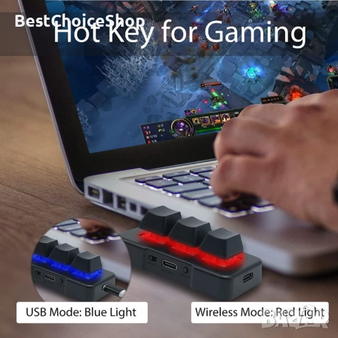 Мини безжична механична клавиатура 3 клавиша програмируема RGB USB, снимка 9 - Клавиатури и мишки - 54899099