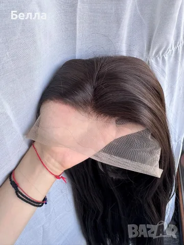 НОВА Кафява естествена перука! 100% високо качество, снимка 5 - Аксесоари за коса - 55504468