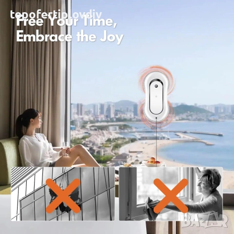 Робот за почистване на прозорци Window Cleaning Robot,Гаранция, снимка 4 - Прахосмукачки - 54004988