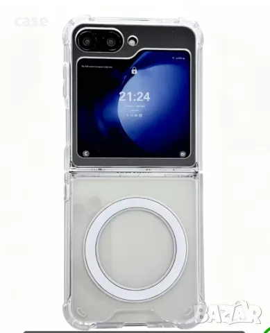 Samsung galaxy Z flip 8/7/6 magsafe ударо-устойчив кейс прозрачен, снимка 3 - Калъфи, кейсове - 55550356