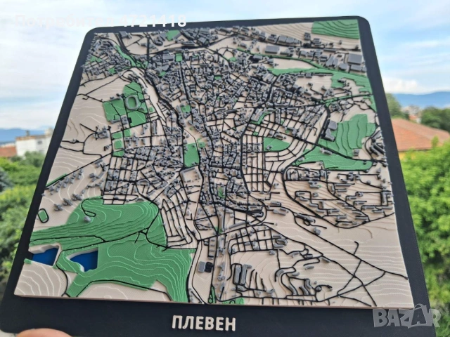 3D Релефна Карта на Плевен – Декоративен Макет / Подарък, снимка 2 - Декорация за дома - 54781820