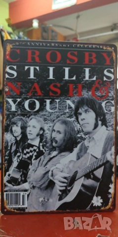 Crosby, Stills, Nash & Young-метална табела(плакет), снимка 2 - Китари - 54488442